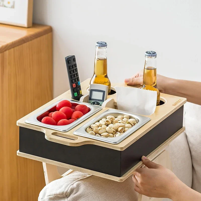 Food Snacks Drinks - Rechteckiges Bambus-Tablett, Desktop-Fernbedienungshalter, Snack-Burger-Tablett für Lebensmittel,