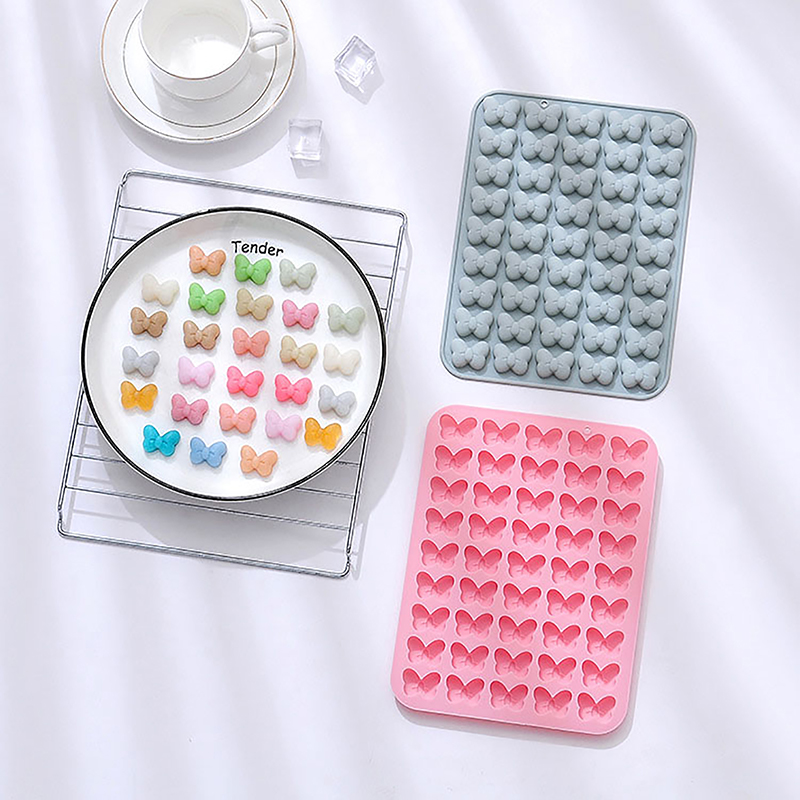 Gummy Candy - 1pc 45-Kavitäten Bogen Gummibärchen Formen Antihaft-Schmetterling